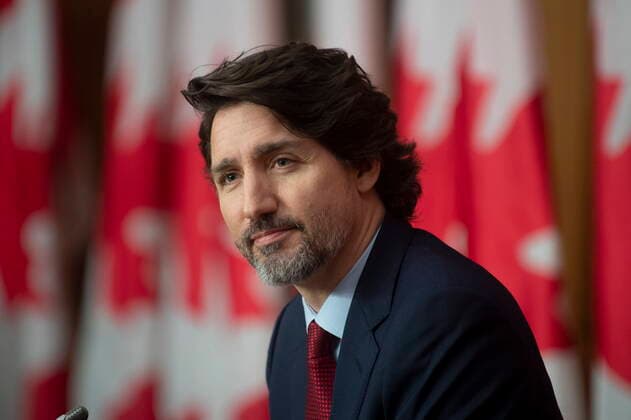 February 19, 2021, Ottawa, on, Canada: Prime Minister Justin Trudeau listens to question during a news conference in Ottawa, Friday, Feb. 19, 2021. Ottawa Canada  - ZUMAc35_ 20210219_zaf_c35_016 Copyright: xAdrianxWyldx