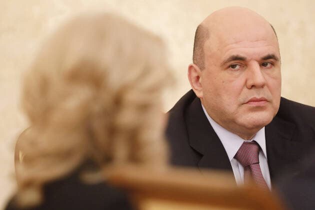 MOSCOW, RUSSIA - FEBRUARY 20, 2021: Russia s Prime Minister Mikhail Mishustin during a meeting on circulation of vaccines at the House of the Russian Government. Dmitry Astakhov POOL TASS  TS0F7498