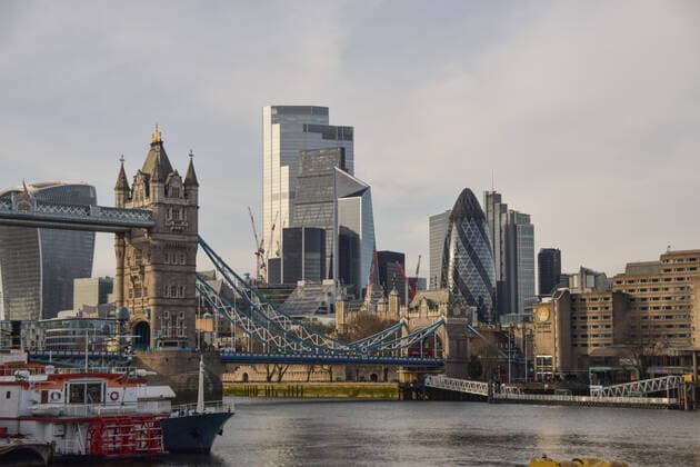 February 20, 2021, London, United Kingdom: A general view of Tower Bridge and the City of London during the national lockdown..Most businesses remain closed in the capital, as the government plans to ease the lockdown restrictions in the coming weeks. London United Kingdom - ZUMAs197 20210220_zab_s197_003 Copyright: xVukxValcicx