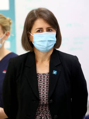 NSW COVID19 VACCINE ROLLOUT, NSW Premier Gladys Berejiklian is seen at the Royal Prince Alfred Hospital Vaccination Hub in Sydney, Monday, February 22, 2021. Australia will begin its roll out of the Pfizer coronavirus vaccine on Monday, the country s most complicated logistical exercise to date. ( NO ARCHIVING, EDITORIAL USE ONLY, NO USE IN BOOKS WITHOUT CONSENT SYDNEY NSW AUSTRALIA  Copyright: xTobyxZernax 20210222001522249604