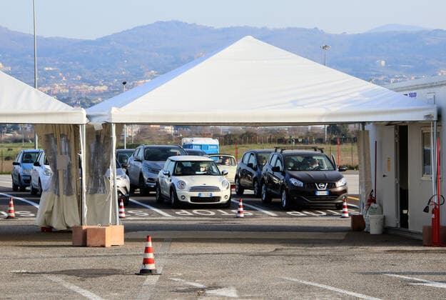 Rome, Vaccination campaign against Covid 19 for school staff in the Drive in station at the Tor Vergata Pictured Polyclinic:  Copyright: xPieroxTenaglix xIPAx xPieroxTenaglix