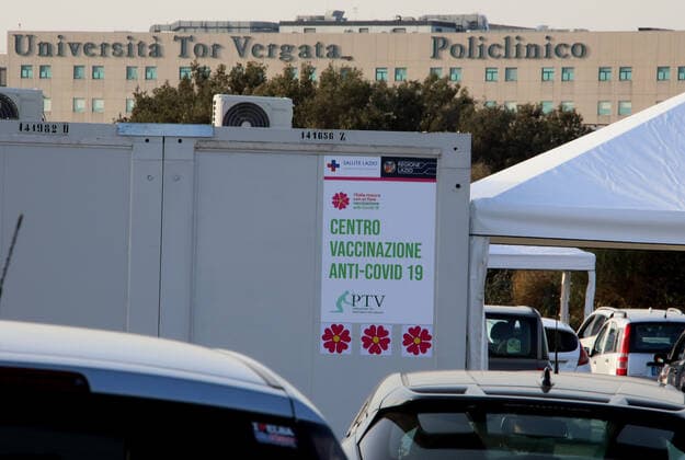 Rome, Vaccination campaign against Covid 19 for school staff in the Drive in station at the Tor Vergata Pictured Polyclinic: Copyright: xPieroxTenaglix xIPAx xPieroxTenaglix
