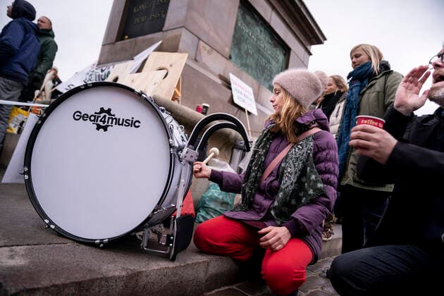 Demonstration mod epidemiloven paa Christiansborg Slotsplads i Koebenhavn tirsdag den 23. februar 2021.. , Copenhagen Denmark