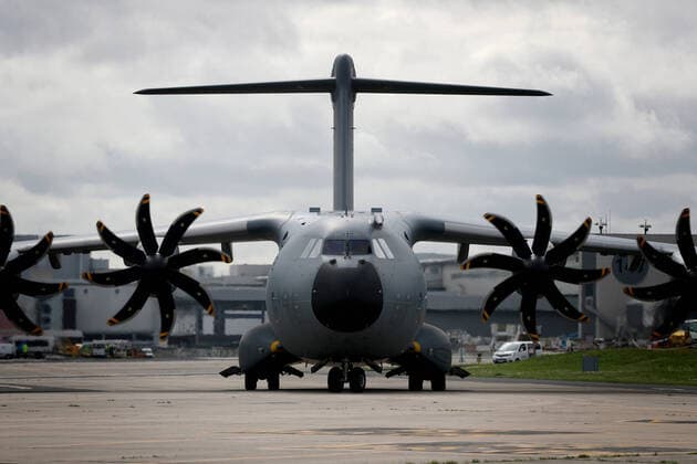 February 23, 2021, Lisbon, Portugal: A German Air Force Airbus A400M-180 transporting German army medical experts arrives at Figo Maduro military airbase in Lisbon, Portugal on February 23, 2021. Based on a bilateral agreement, a second team of German army medical experts arrived in Portugal on Tuesday to replace the team that has been in Portugal since February 3 to assist the country in its fight against the COVID-19 pandemic. Lisbon Portugal - ZUMAf123 20210223_zap_f123_004 Copyright: xPedroxFiuzax