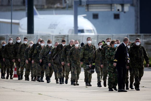 February 23, 2021, Lisbon, Portugal: German army medical experts arrives at Figo Maduro military airbase in Lisbon, Portugal on February 23, 2021. Based on a bilateral agreement, a second team of German army medical experts arrived in Portugal on Tuesday to replace the team that has been in Portugal since February 3 to assist the country in its fight against the COVID-19 pandemic. Lisbon Portugal - ZUMAf123 20210223_zap_f123_012 Copyright: xPedroxFiuzax