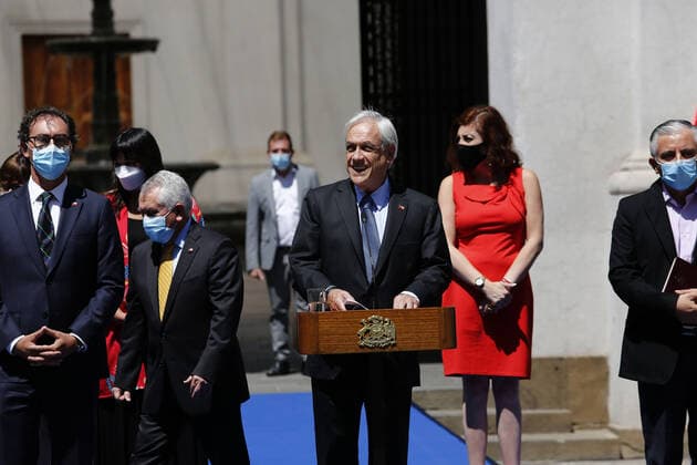 Santiago, February 23, 2021 Representatives of the Teachers Association, the Medical Association and the Ombudsmans Office for Children meet with President Sebastian Pinera to discuss the return to classes Marcelo Hernandez Aton Chile, Aton 490583  Copyright: MARCELOxHERNANDEZ ATONxCHILE