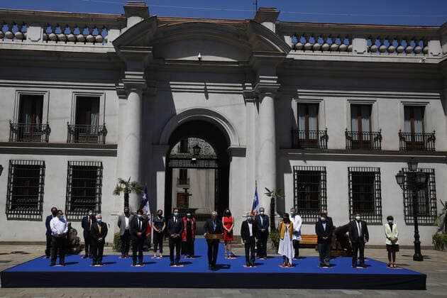 Santiago, February 23, 2021 Representatives of the Teachers Association, the Medical Association and the Ombudsmans Office for Children meet with President Sebastian Pinera to discuss the return to classes Marcelo Hernandez Aton Chile, Aton 490584  Copyright: MARCELOxHERNANDEZ ATONxCHILE