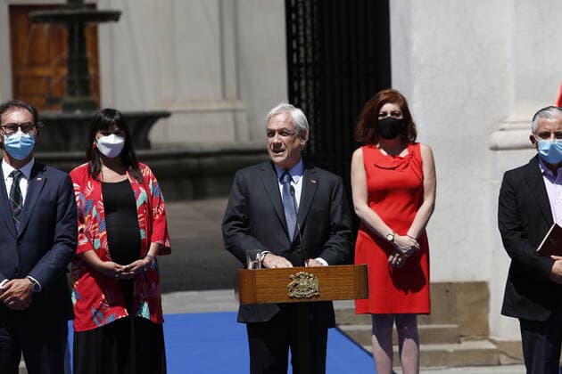 Santiago, February 23, 2021 Representatives of the Teachers Association, the Medical Association and the Ombudsmans Office for Children meet with President Sebastian Pinera to discuss the return to classes Marcelo Hernandez Aton Chile, Aton 490627 Copyright: MARCELOxHERNANDEZ ATONxCHILE