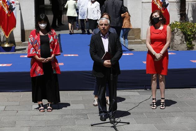 Santiago, February 23, 2021 Representatives of the Teachers Association, the Medical Association and the Ombudsmans Office for Children meet with President Sebastian Pinera to discuss the return to classes Marcelo Hernandez Aton Chile, Aton 490628  Copyright: MARCELOxHERNANDEZ ATONxCHILE