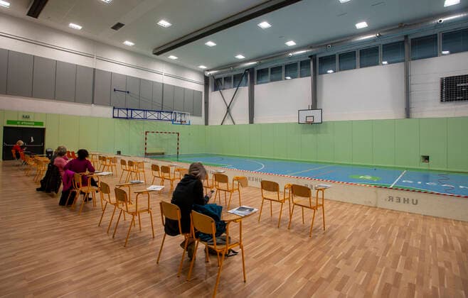 The large-capacity vaccination center against COVID-19 start trial operation on February 24, 2021, in a sports hall in Ricany, near Prague, Czech Republic. In the Czech Republic continues vaccination of seniors against coronavirus. (CTKxPhoto KaterinaxSulova) CTKPhotoP202102240388901 suk002