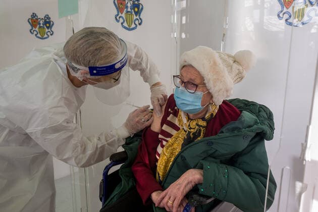 Milan. Pfizer vaccines administered at Pio Albergo Trivulzio to elderly over eighty years old I receive COVID vaccine Editorial Usage Only  Copyright: xCarloxCozzolix xIPAx