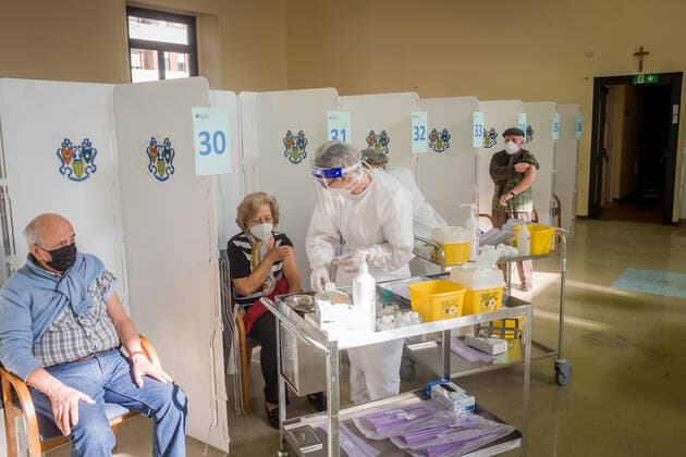 Milan. Pfizer vaccines administered at Pio Albergo Trivulzio to elderly over eighty years old I receive COVID vaccine Editorial Usage Only  Copyright: xCarloxCozzolix xIPAx
