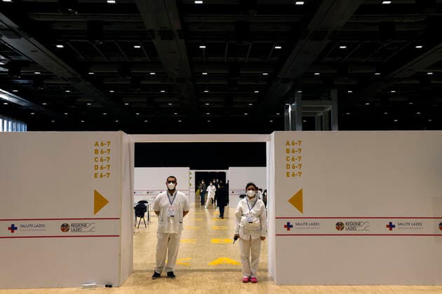 Rome, 24 February 2021. Inauguration of the La Nuvola anti covid-19 vaccination center Editorial Usage Only  Copyright: xVincenzoxLivierix xIPAx