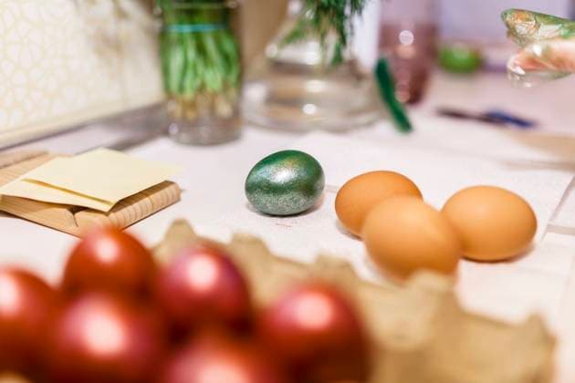 Easter eggs on table at home property released MRRF00879