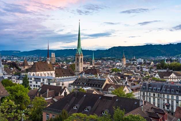 Switzerland, Canton of Zurich, Zurich, Niederdorf district at dusk TAMF02739
