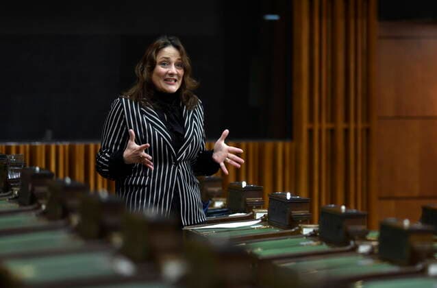 February 25, 2021, Ottawa, on, Canada: Bloc Quebecois MP Julie Vignola rises during Question Period in the House of Commons on Parliament Hill in Ottawa on Thursday, Feb. 25, 2021. Ottawa Canada  - ZUMAc35_ 20210225_zaf_c35_067 Copyright: xJustinxTangx