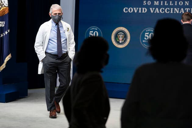 February 25, 2021, Washington, District of Columbia, USA: Dr. Anthony Fauci is seen before President Joe Biden participates in an event commemorating the 50 million COVID-19 vaccine shot during a ceremony at the White House, Thursday, Feb. 25, 2021. Ms. Bussey lives in Southeast DC. Ms. Bussey has been working ever since the pandemic Washington USA - ZUMAs152 20210225_zaa_s152_221 Copyright: xDougxMillsx