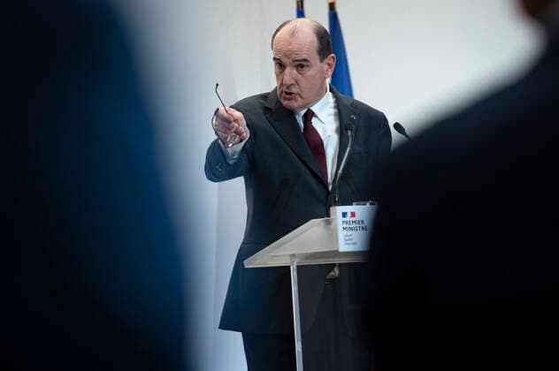 Coronavirus in Frankreich, Jean Castex Pressekonferenz in Paris Jean Castex, premier ministre, donne une conference de presse sur la situation de la pandemie de la Covid 19. NEWS : Conference de presse sur la situation de la pandemie de la Covid 19 - Paris - 25 02 2021 Pool Panoramic  REA_293724