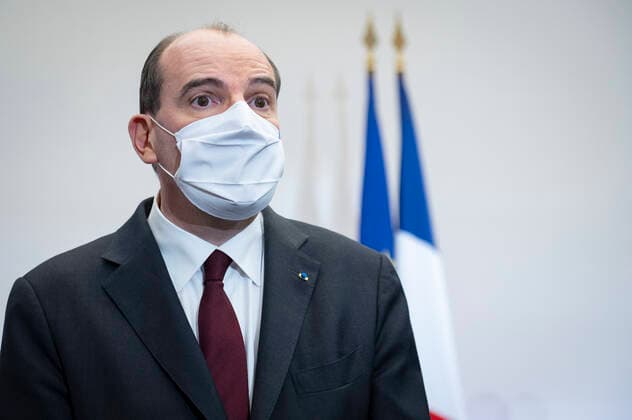 Coronavirus in Frankreich, Jean Castex Pressekonferenz in Paris Jean Castex, premier ministre, repond a des journalistes a l issue de la conference de presse sur la situation de la pandemie de la Covid 19. NEWS : Conference de presse sur la situation de la pandemie de la Covid 19 - Paris - 25 02 2021 Pool Panoramic  REA_293724