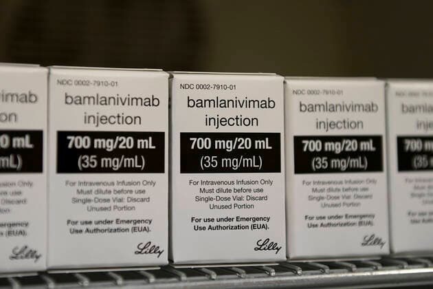 A bamlanivimab anti-COVID drug supply is seen at the Thomayer University Hospital in Prague, Czech Republic, on February 26, 2021. (CTKxPhoto OndrejxDeml) CTKPhotoP202102260346501  dml 006