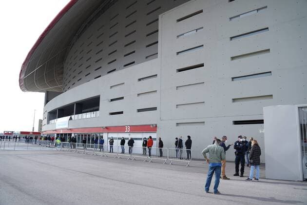 Wanda Metropolitan Stadium during the second day of a mass vaccination of Police and Firefighters with AstraZeneca vaccine against coronavirus in Madrid Cordon Press