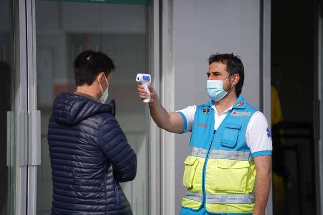 Wanda Metropolitan Stadium during the second day of a mass vaccination of Police and Firefighters with AstraZeneca vaccine against coronavirus in Madrid Cordon Press