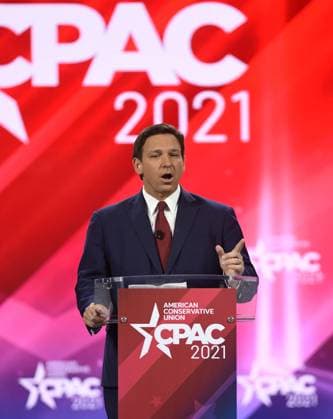 February 26, 2021, Orlando, Florida, United States: Florida Gov. Ron DeSantis addresses attendees at the 2021 Conservative Political Action Conference at the Hyatt Regency. .Former U.S. President Donald Trump is scheduled to address attendees on the final day of the four-day conference. Orlando United States - ZUMAs197 20210226_zaa_s197_158 Copyright: xPaulxHennessyx