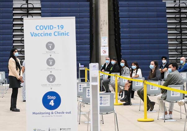 March 1, 2021, Mississauga, on, Canada: Health-care workers get trained at a mass COVID-19 vaccination clinic for Peel Region during the COVID-19 pandemic in Mississauga, Ont., on Monday, March 1, 2021. Mississauga Canada  - ZUMAc35_ 20210301_zaf_c35_067 Copyright: xNathanxDenettex