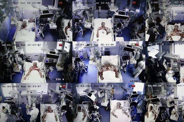 Modena. Covid patients admitted to the Anesthesia, Intensive Care and Intensive Care Department of the Sant Agostino Hospital. In the picture the control monitor Editorial Usage Only  Copyright: xROBERTOxBRANCOLINIx xIPAx