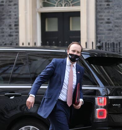 March 2, 2021, London, England, United Kingdom: Secretary of State for Health and Social Care MATT HANCOCK is seen arriving in Downing Street. London United Kingdom - ZUMAs262 20210302_zip_s262_052 Copyright: xTayfunxSalcix