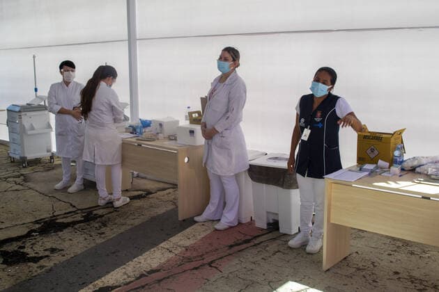 Governor of Sao Paulo visits Drive-Thru COVID-19 Vaccination Center . Governor of Sao Paulo visits Drive-Thru COVID-19 Vaccination Center . March 2, 2021, Sao Paulo, Brazil: The Governor of Sao Paulo, Joao Doria was at a drive-thru COVID-19 vaccination center at Morumbi Stadium in Sao Paulo, with the presence of the President of Sao Paulo soccer team, Julio Casares and the municipal health secretary Edson Aparecido Governor of Sao Paulo visits Drive-Thru COVID-19 Vaccination Center .  Copyright: xLecoxVianax