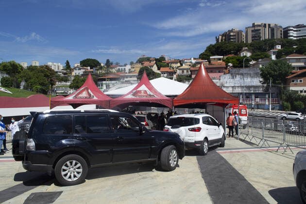 Governor of Sao Paulo visits Drive-Thru COVID-19 Vaccination Center . Governor of Sao Paulo visits Drive-Thru COVID-19 Vaccination Center . March 2, 2021, Sao Paulo, Brazil: The Governor of Sao Paulo, Joao Doria was at a drive-thru COVID-19 vaccination center at Morumbi Stadium in Sao Paulo, with the presence of the President of Sao Paulo soccer team, Julio Casares and the municipal health secretary Edson Aparecido Governor of Sao Paulo visits Drive-Thru COVID-19 Vaccination Center .  Copyright: xLecoxVianax