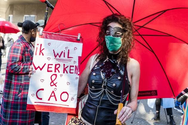 DEN HAAG - 02-03-2021, Hofplaats. Sexworkers protest against not be able to work yet. Sexwerkers protesteren omdat ze nog niet aan het werk mogen. Sexworkers protest against not be able to work  x10961423x Copyright: