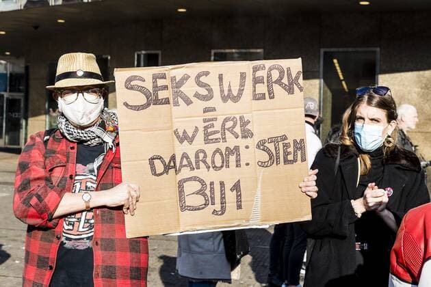 DEN HAAG - 02-03-2021, Hofplaats. Sexworkers protest against not be able to work yet. Sexwerkers protesteren omdat ze nog niet aan het werk mogen. Sexworkers protest against not be able to work  x10961425x Copyright: