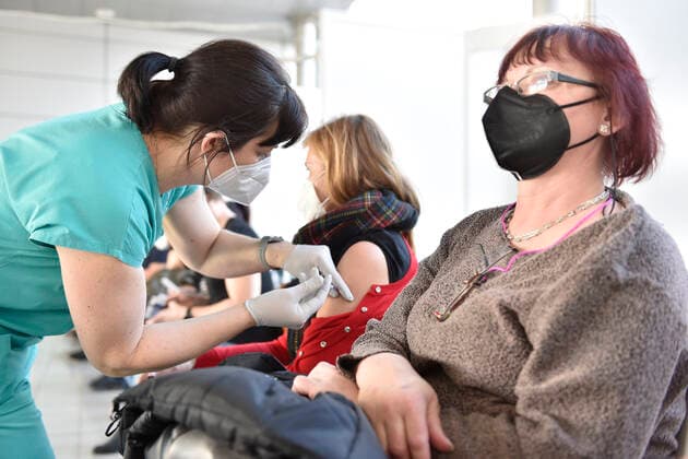 The Vaccination centre at the Brno Exhibition Grounds starts vaccinate the Svazna School teachers with Comirnaty vaccine from Pfizer BioNTech, on Tuesday, March 2nd, 2021. (CTKxPhoto VaclavxSalek) CTKPhotoP202103020841201  sal 05