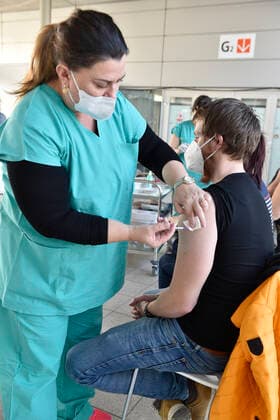 The Vaccination centre at the Brno Exhibition Grounds starts vaccinate the Svazna School teachers with Comirnaty vaccine from Pfizer BioNTech, on Tuesday, March 2nd, 2021. (CTKxPhoto VaclavxSalek) CTKPhotoP202103020844201  sal 11