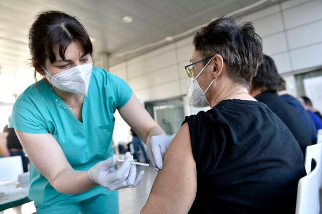 The Vaccination centre at the Brno Exhibition Grounds starts vaccinate the Svazna School teachers with Comirnaty vaccine from Pfizer BioNTech, on Tuesday, March 2nd, 2021. (CTKxPhoto VaclavxSalek) CTKPhotoP202103020849001  sal 10