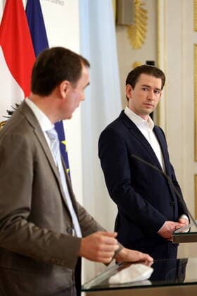 Sebastian Kurz PK zur Impfstoffproduktion Wien, BKA, 05. 03. 2021 Sebastian KURZ, Dietmar KATINGER - Polymun