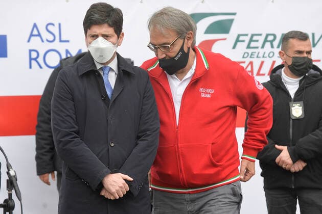 Inauguration of the new anti Covid vaccine center - 19 at Termini station in the photo Roberto Speranza Francesco Rocca president of CRI Editorial Usage Only  Copyright: xSTEFANOxCAROFEIx xIPAx