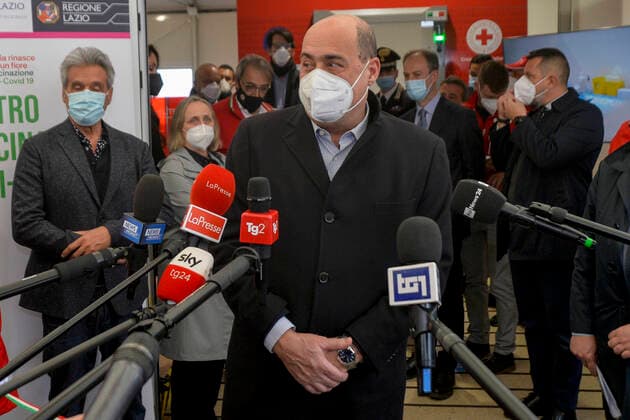 Inauguration of the new anti Covid vaccine center - 19 at Termini station in the photo Nicola Zingaretti Editorial Usage Only  Copyright: xSTEFANOxCAROFEIx xIPAx
