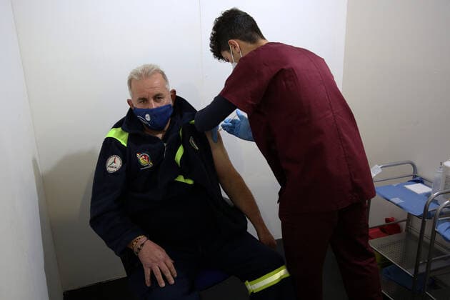 PALERMO CORONAVIRUS EMERGENCY IN THE PHOTO VACCINATIONS OF CIVIL PROTECTION VOLUNTEERS STARTED AT THE FAIR Editorial Usage Only  Copyright: xAlbertoxLoxBiancox xIPAx
