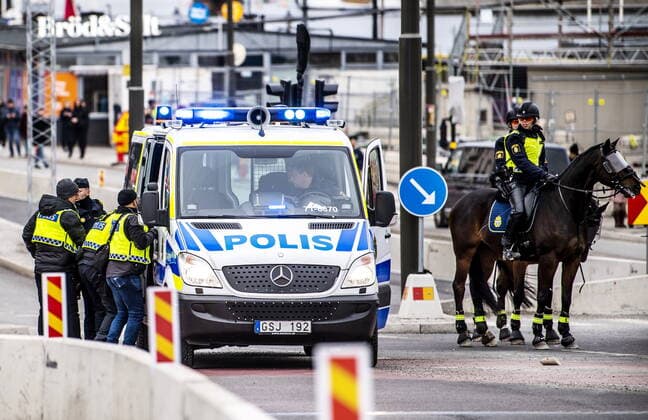 Hundreds of people had gathered in central Stockholm to protest against the coronavirus restrictions set by the Swedish government Saturday 6 March 2020 Six police officers we  Copyright: xBYRMOxCAROLINA Aftonbladetx Anti-covid freedom march Stockholm