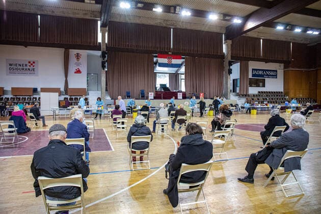 PXL_Vaccination against COVID-19 Organized vaccination against COVID-19 for priority groups started in the sports hall in Gospino polje,in Dubrovnik, Croatia,on March 8, 2021. GrgoxJelavic PIXSELL