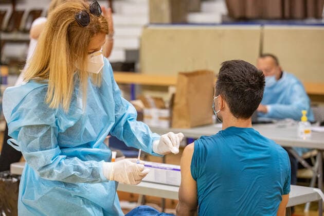 PXL_Vaccination against COVID-19 Organized vaccination against COVID-19 for priority groups started in the sports hall in Gospino polje,in Dubrovnik, Croatia,on March 8, 2021. GrgoxJelavic PIXSELL