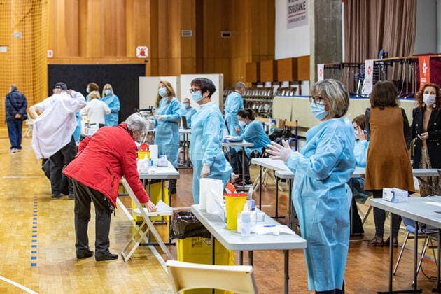 PXL_Vaccination against COVID-19 Organized vaccination against COVID-19 for priority groups started in the sports hall in Gospino polje,in Dubrovnik, Croatia,on March 8, 2021. GrgoxJelavic PIXSELL