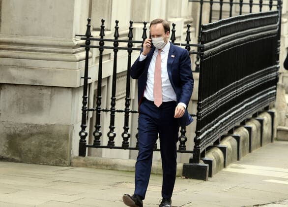 March 8, 2021, London, England, United Kingdom: Secretary of State for Health and Social Care MATT HANCOCK is seen at Downing Street. London United Kingdom - ZUMAs262 20210308_zip_s262_078 Copyright: xTayfunxSalcix