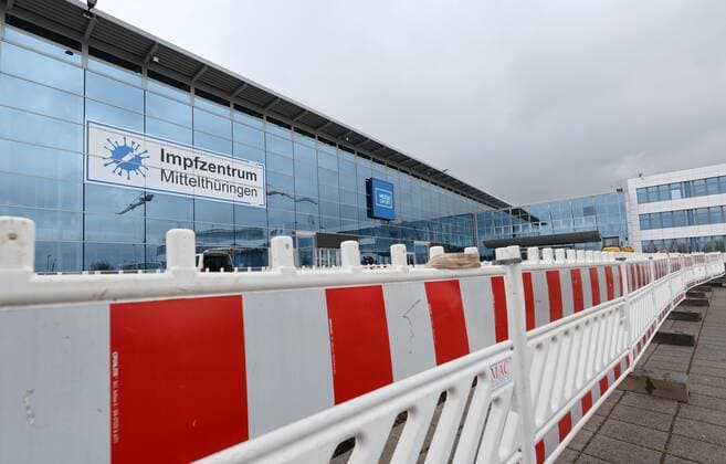 Impfzentrum Mittelthüringen 08.03.2021 , Erfurt, Messehalle, hier wird am Mittwoch, dem 10.03.2021 das Impfzentrum Mittelthüringen eröffnet
