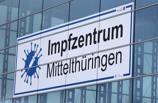 Impfzentrum Mittelthüringen 08.03.2021 , Erfurt, Messehalle, hier wird am Mittwoch, dem 10.03.2021 das Impfzentrum Mittelthüringen eröffnet