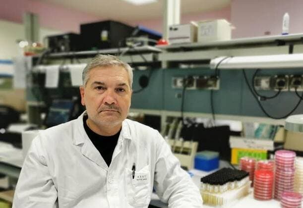 Varese, Italy ASST Sette Laghi Research procedure in the microbiology laboratory led by Prof. Fabrizio Maggi and his team during the reconstruction of the new virus genome with the sequencing of the entire instrumental of the entire spike protein, the part of the Sars CoV- 2 In the photo: Prof. Fabrizio Maggi  Copyright: xNickxZonnax xIPAx xNickxZonnax