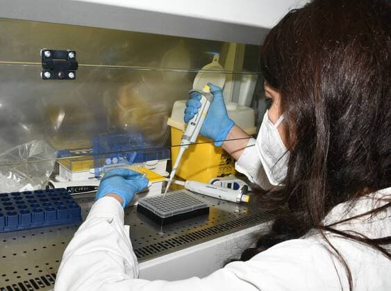Varese, Italy ASST Sette Laghi Research procedure in the microbiology laboratory led by Prof. Fabrizio Maggi and his team during the reconstruction of the new virus genome with the sequencing of the entire instrumental of the entire spike protein, the part of Sars CoV- 2 In the photo: moments of the virus analysis and identification process  Copyright: xNickxZonnax xIPAx xNickxZonnax
